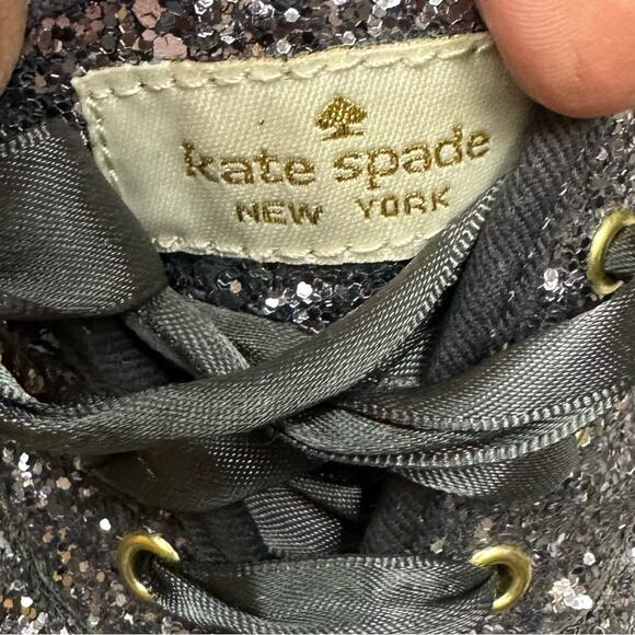 Keds X Kate Spade New York Glitter Lace Up Sneakers Pewter Size 7 - Picture 9 of 10